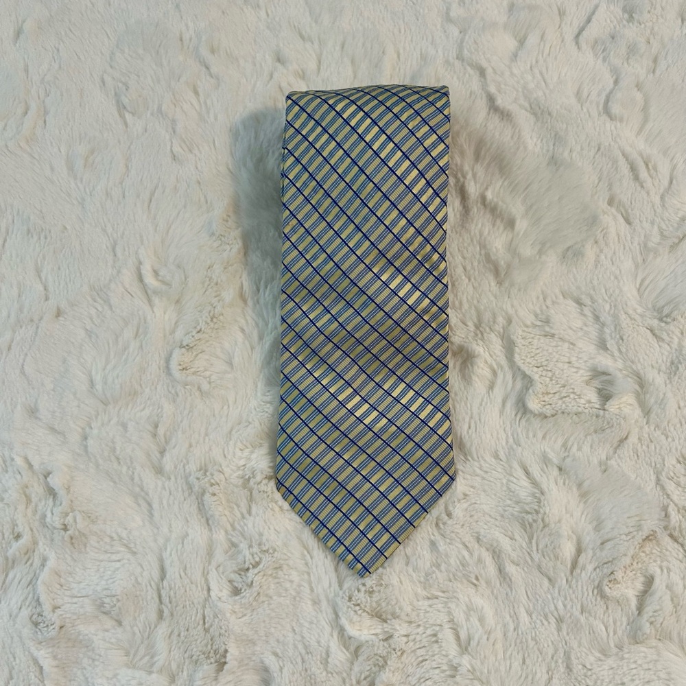 Blue and Yellow Checkered Men's Tie